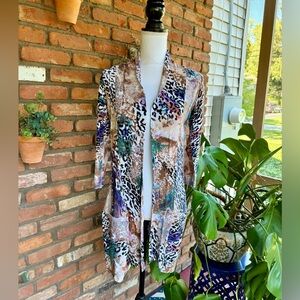Venus Colorful Animal Print Long Open Cardigan